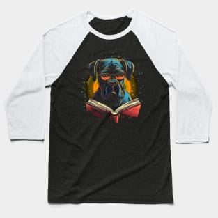 Boxer Reads Book Baseball T-Shirt